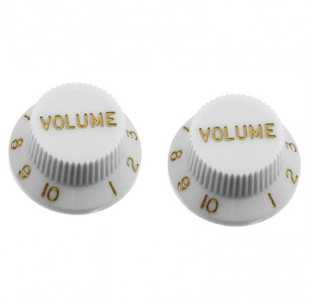 Allparts PK-0154-025 Set of 2 Plastic Volume Knobs for Stratocaster White