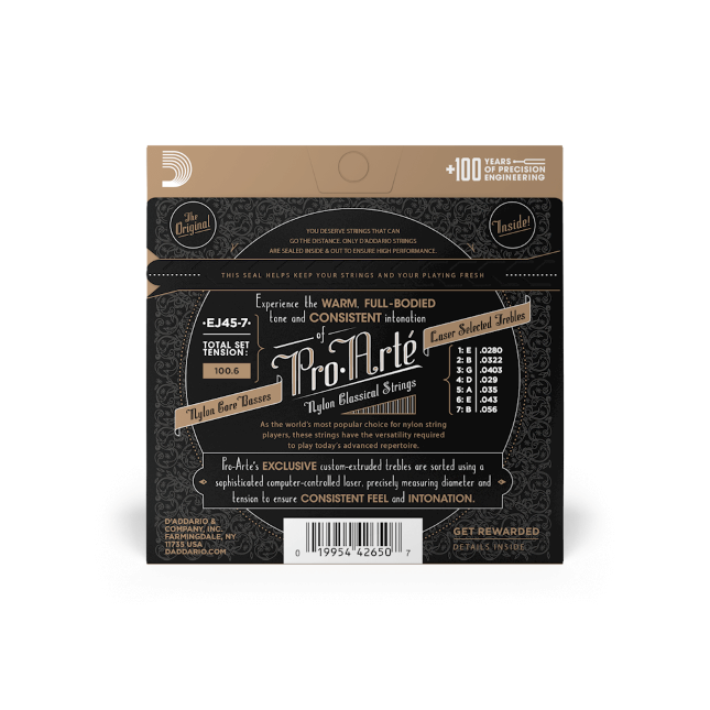 Daddario EJ45-7 Pro Arte Nylon Core Normal Tension για 7Χορδη Κλασική Κιθάρα - Image 2